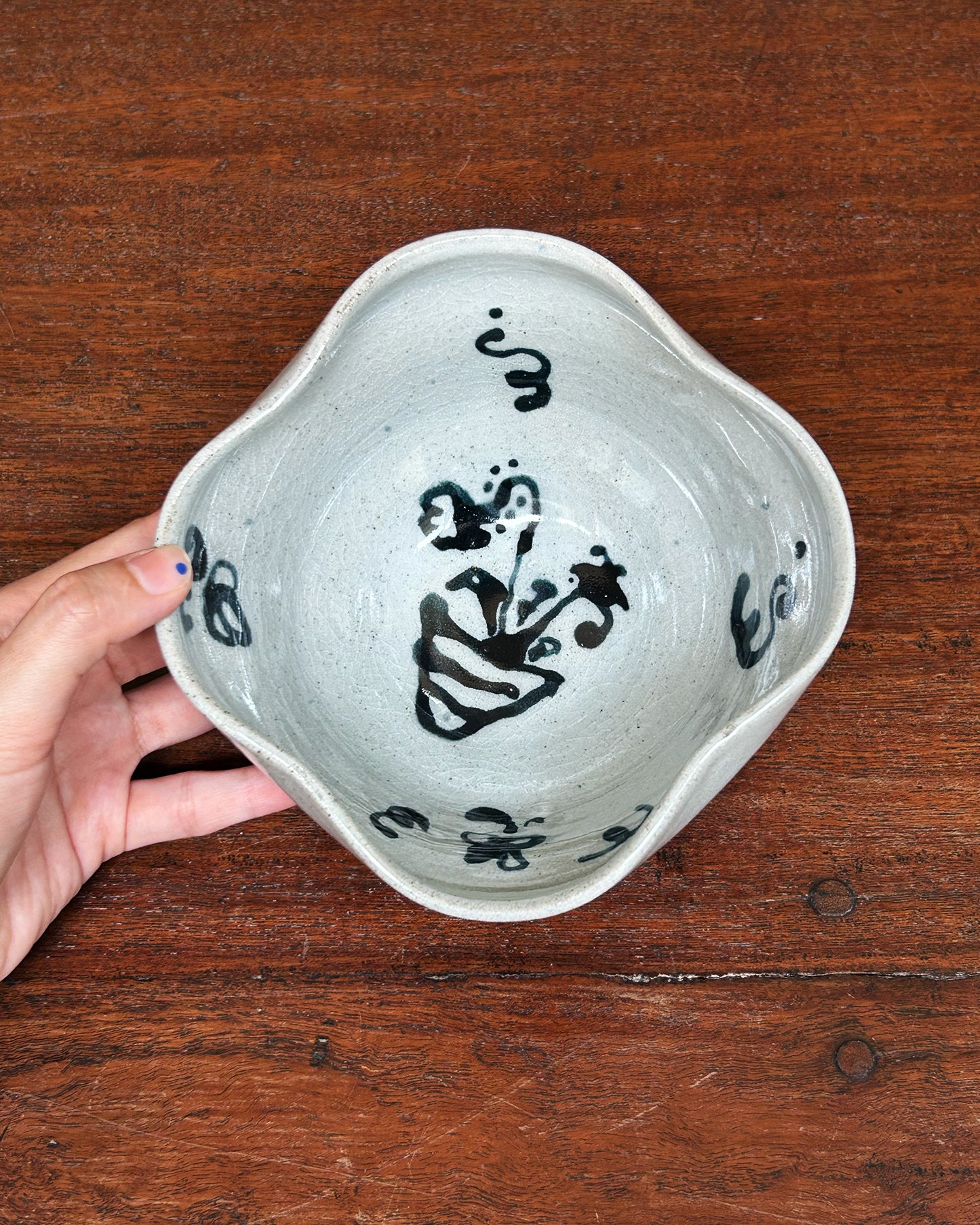 Black Flower Rectangle Bowl #15126