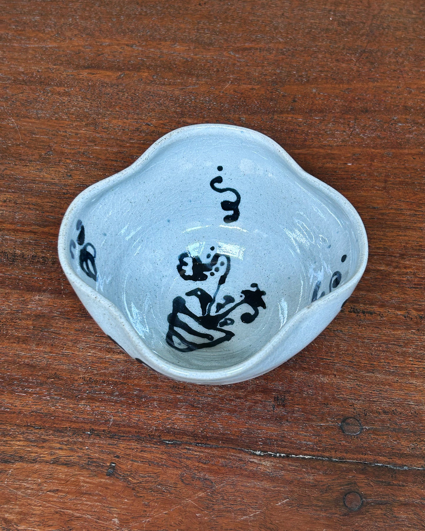 Black Flower Rectangle Bowl #15126